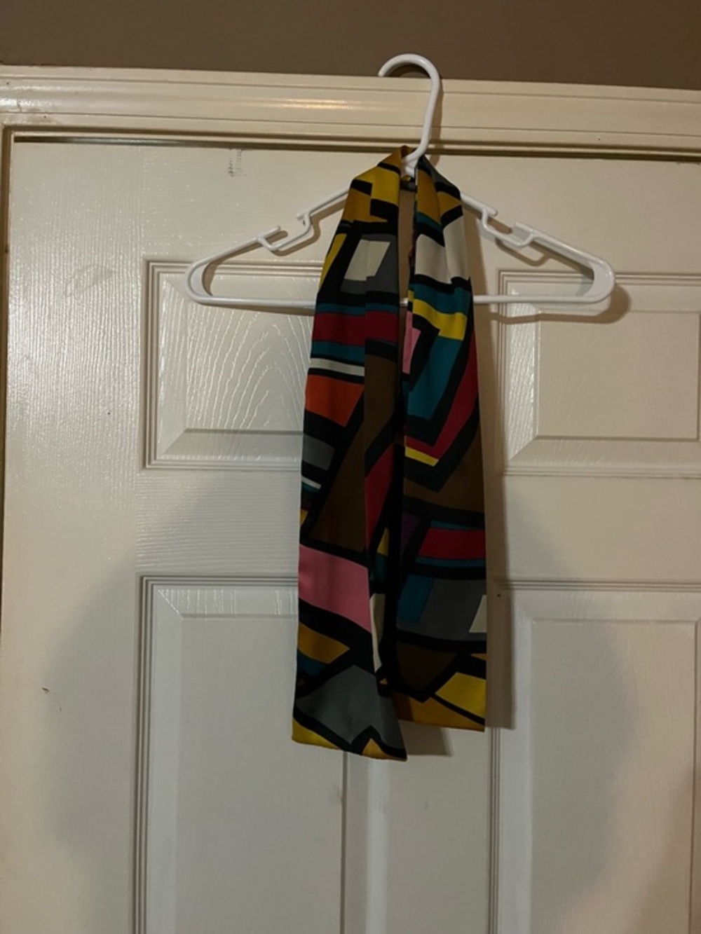 Geometric Print Silk-Feel Scarf in Multicolor Around 46 inches